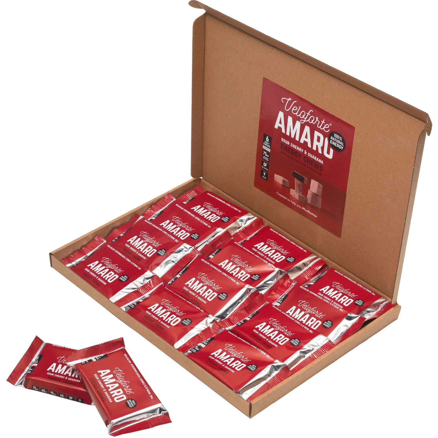 Amaro Cubos Energy Chews With Caffeine Box Of 12